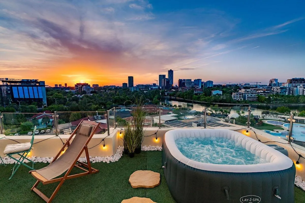 Downtown Floreasca Penthouse With Jacuzzi&Sauna Bukurešť Apartmán